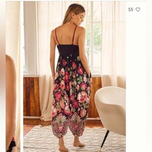 Anthropologie Printed Butterfly Balloon-Leg Jumpsuit – Boho Floral – Size M